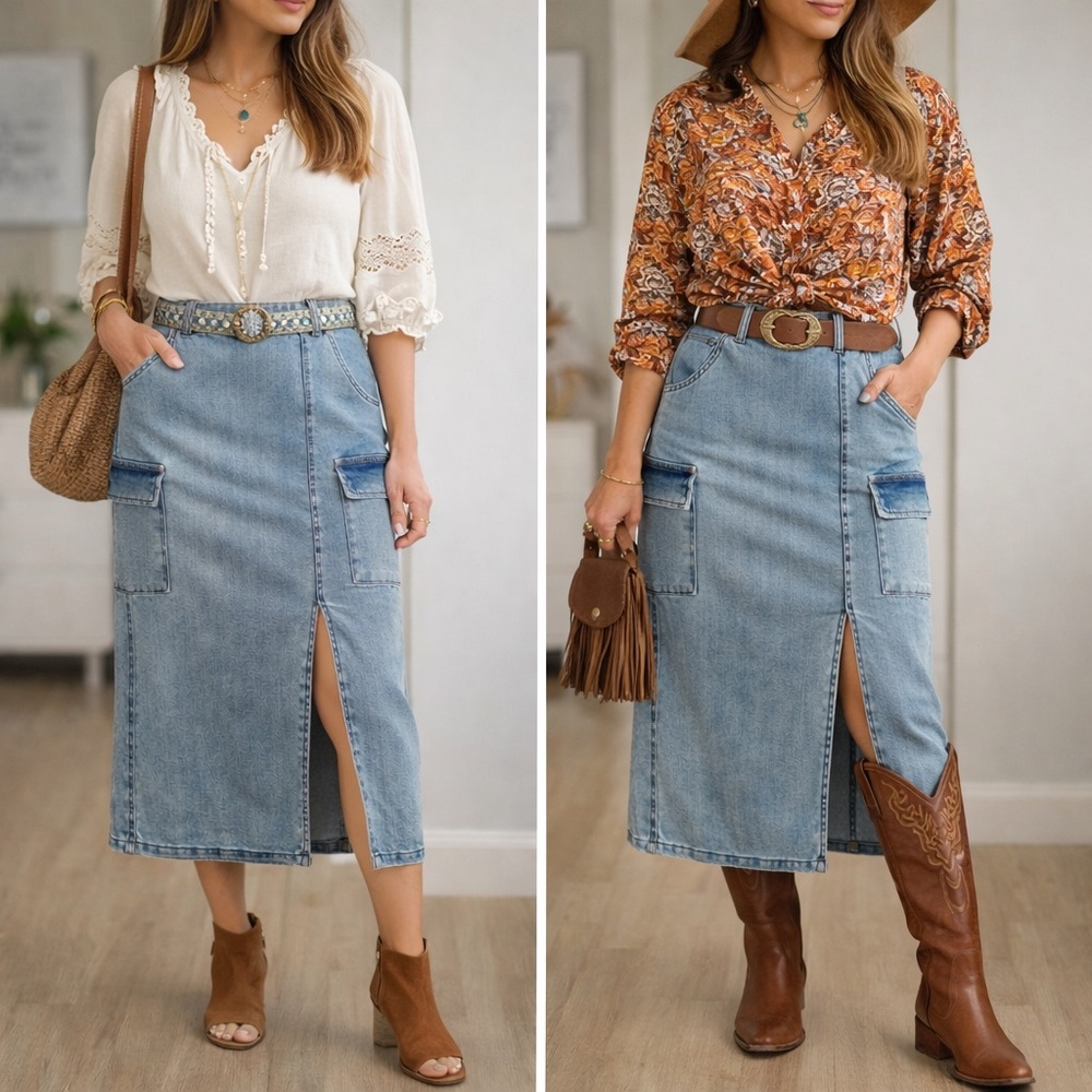 Juicy Couture Blue Midi Pencil Cargo Skirt